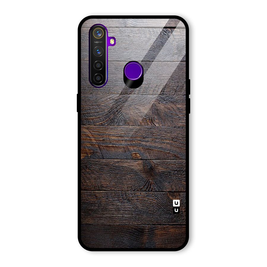 Dark Wood Printed Glass Back Case for Realme 5 Pro