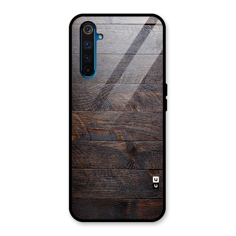 Dark Wood Printed Glass Back Case for Realme 6 Pro
