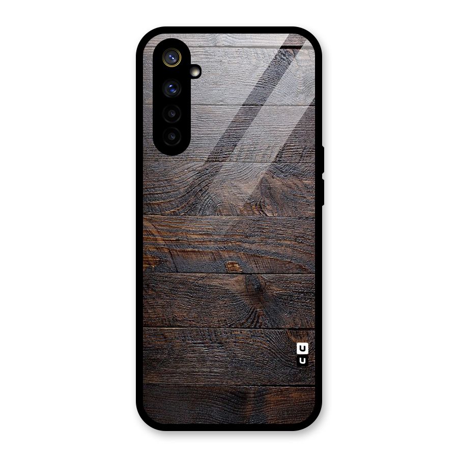 Dark Wood Printed Glass Back Case for Realme 6i