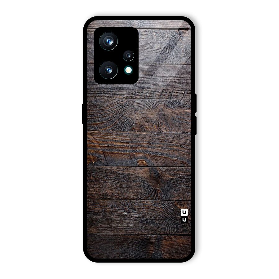 Dark Wood Printed Glass Back Case for Realme 9 Pro Plus 5G
