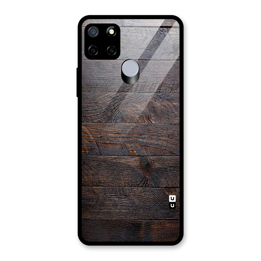 Dark Wood Printed Glass Back Case for Realme C15