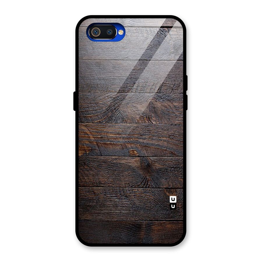Dark Wood Printed Glass Back Case for Realme C2