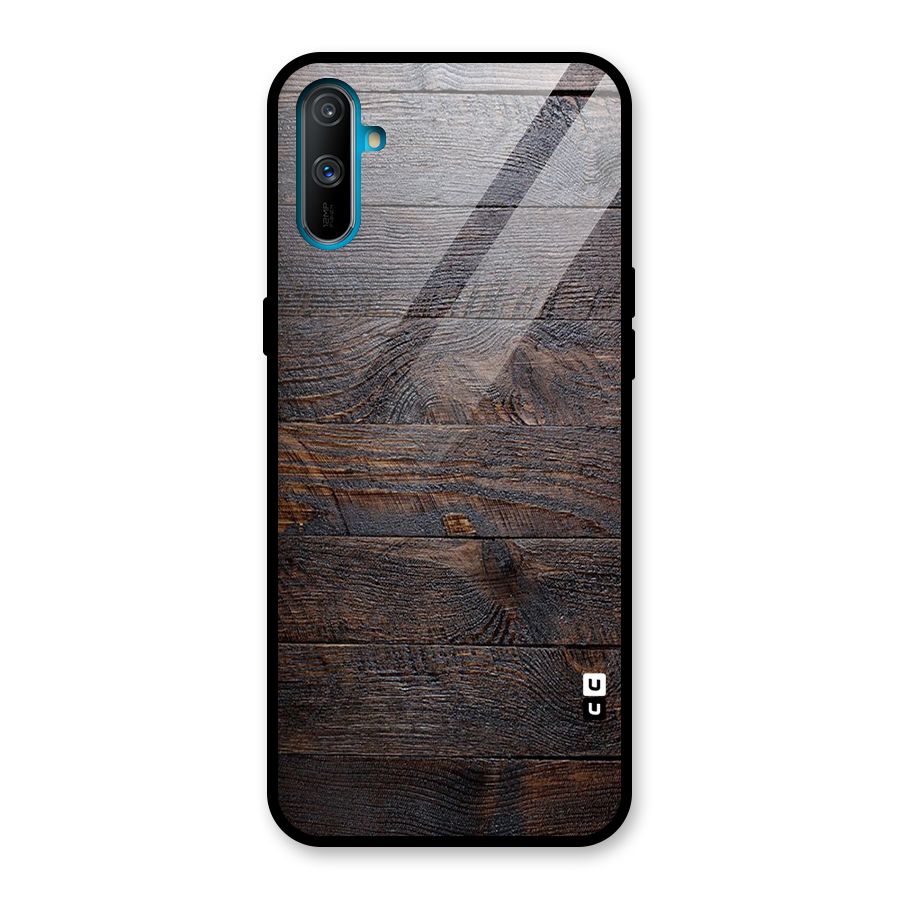 Dark Wood Printed Glass Back Case for Realme C3