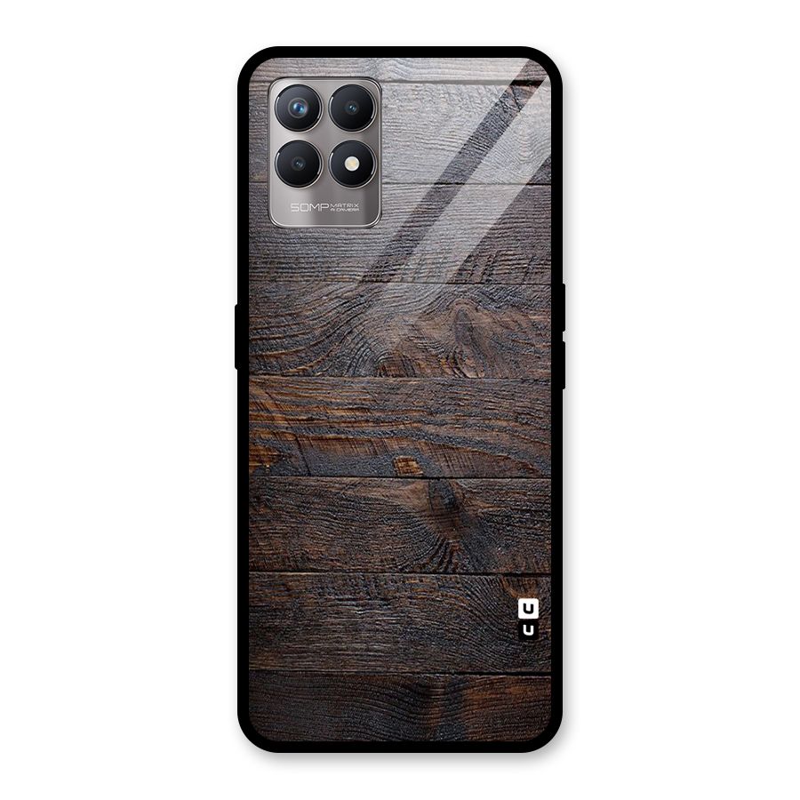 Dark Wood Printed Glass Back Case for Realme Narzo 50