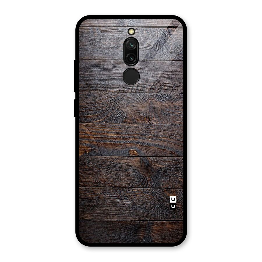 Dark Wood Printed Glass Back Case for Redmi 8