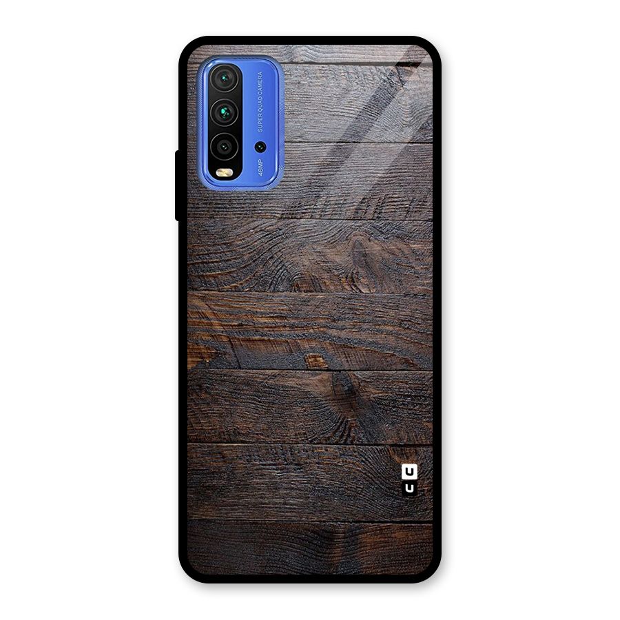 Dark Wood Printed Glass Back Case for Redmi 9 Power