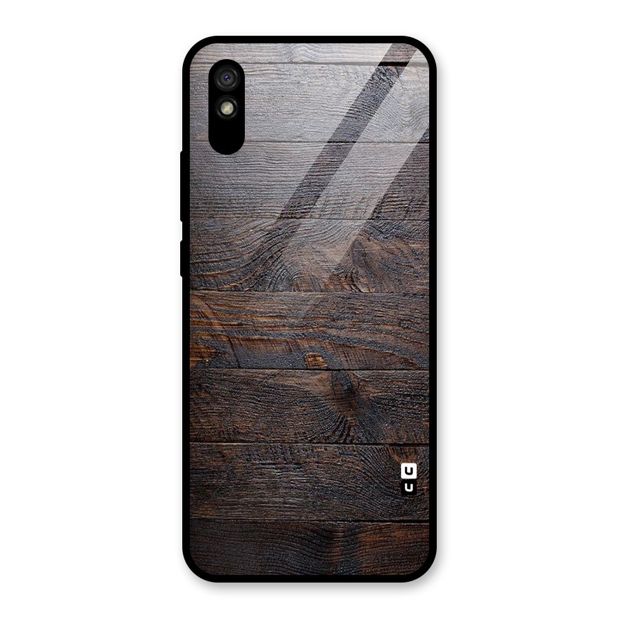 Dark Wood Printed Glass Back Case for Redmi 9i