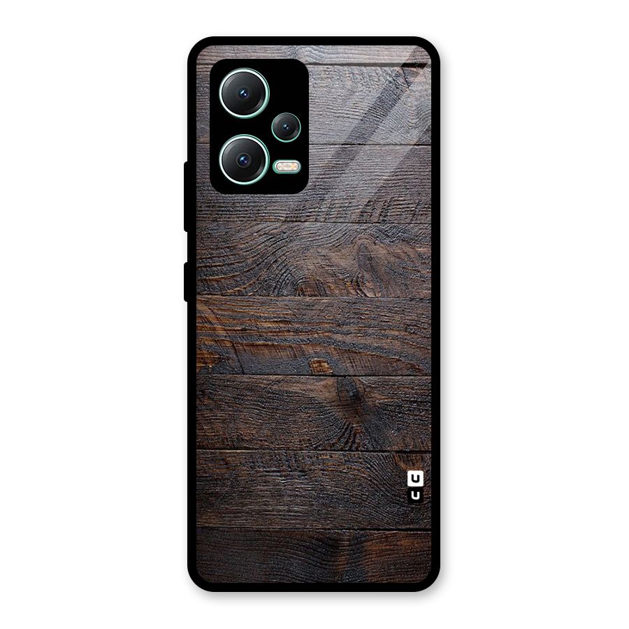 Dark Wood Printed Glass Back Case for Redmi Note 12 5G