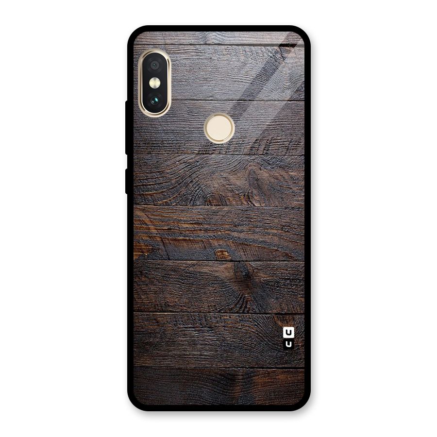 Dark Wood Printed Glass Back Case for Redmi Note 5 Pro