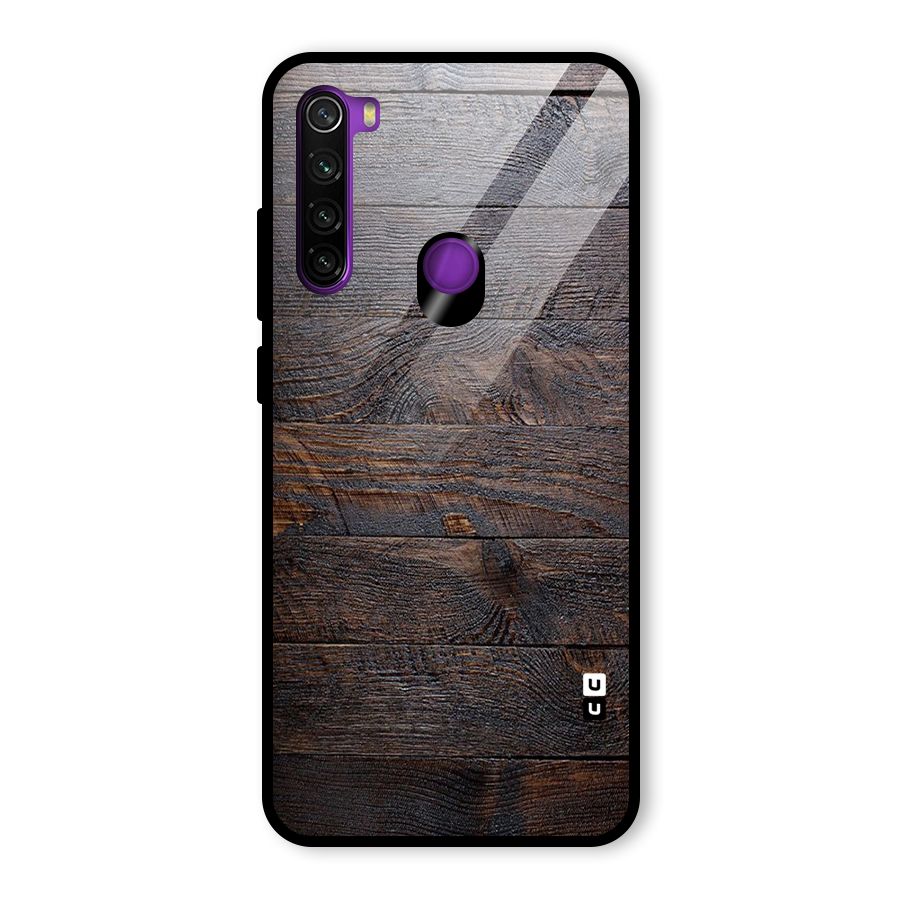 Dark Wood Printed Glass Back Case for Redmi Note 8