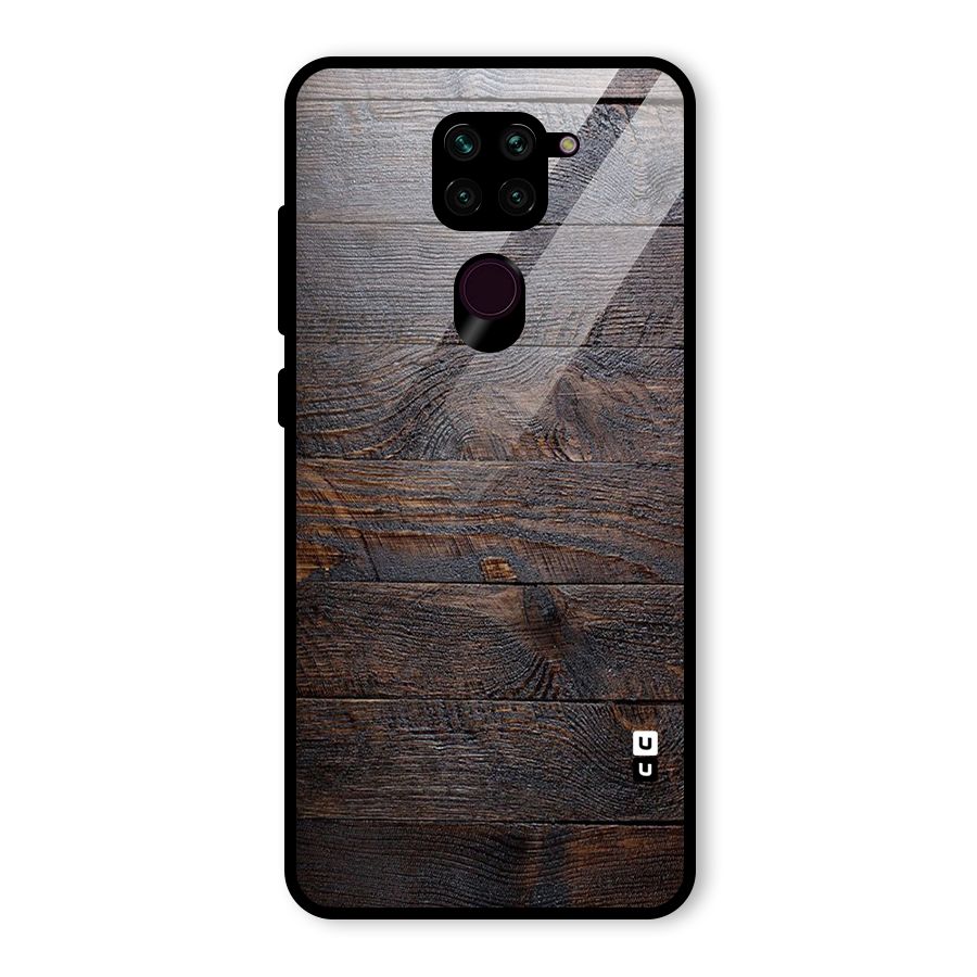Dark Wood Printed Glass Back Case for Redmi Note 9
