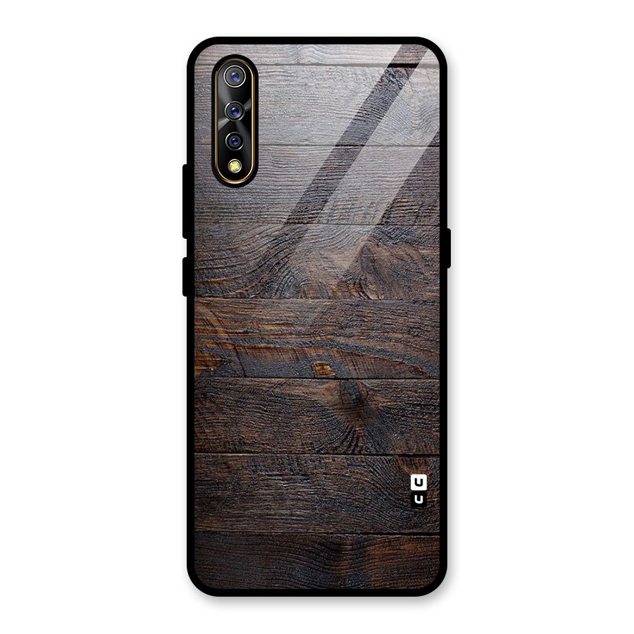 Dark Wood Printed Glass Back Case for Vivo S1