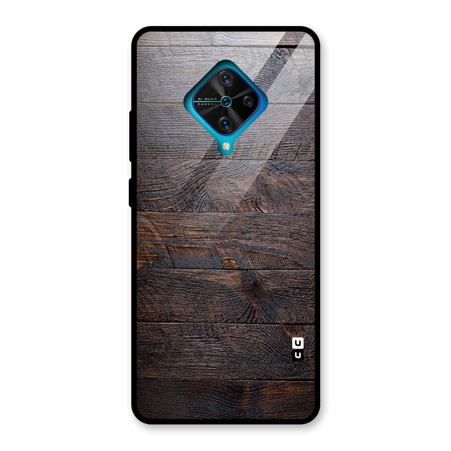 Dark Wood Printed Glass Back Case for Vivo S1 Pro