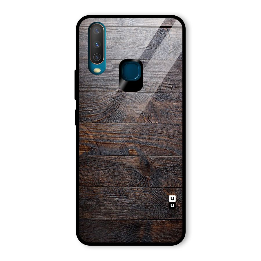 Dark Wood Printed Glass Back Case for Vivo U10