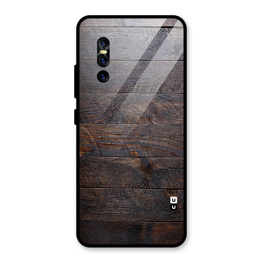 Dark Wood Printed Glass Back Case for Vivo V15 Pro