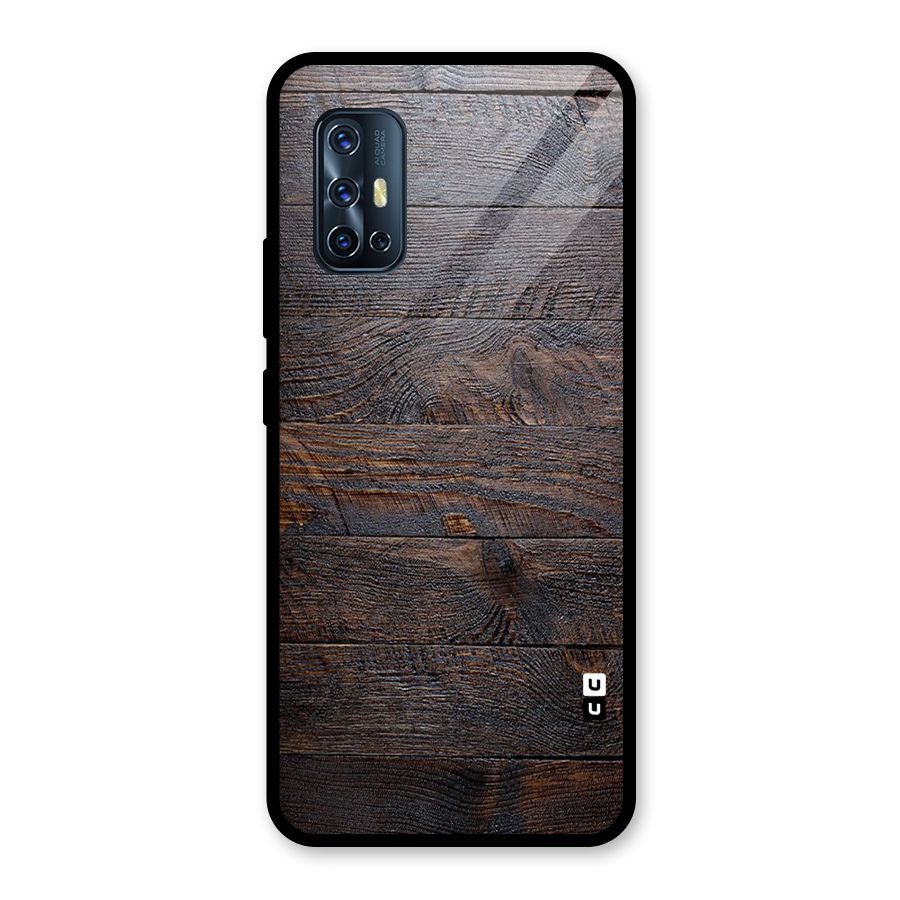 Dark Wood Printed Glass Back Case for Vivo V17