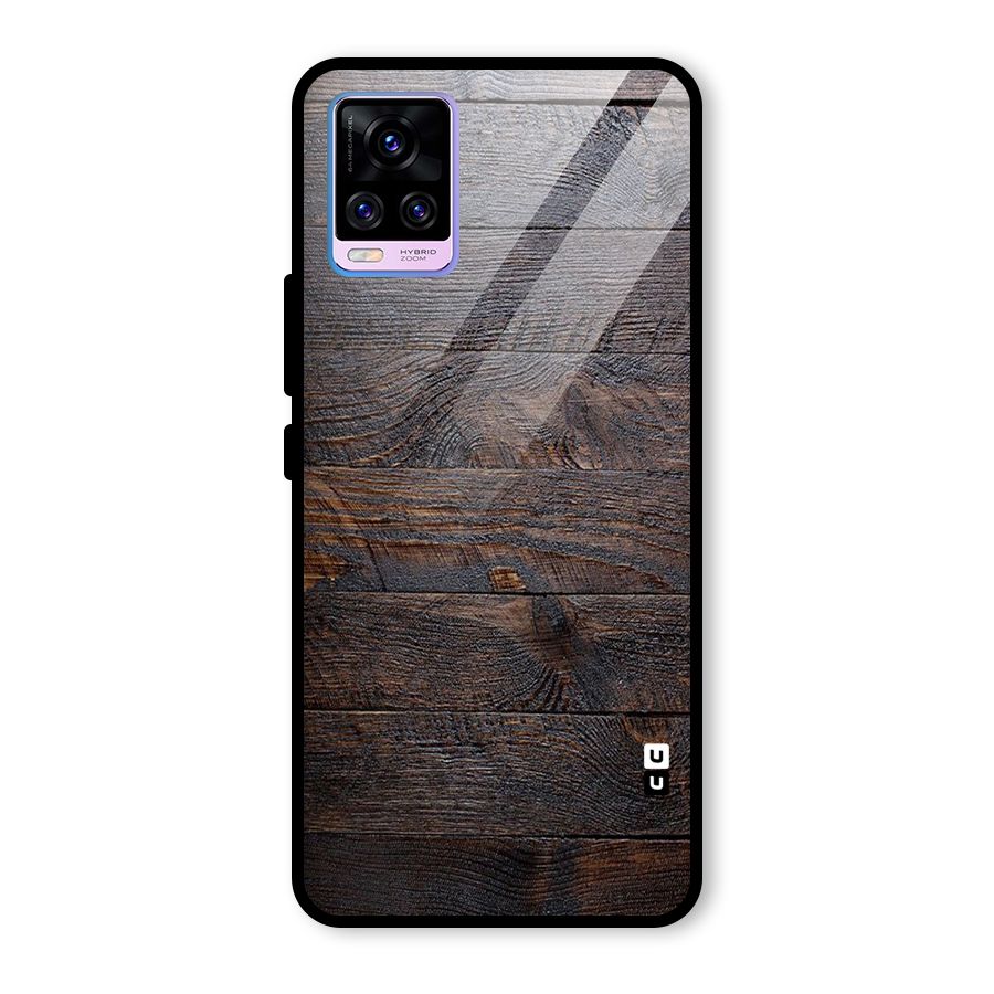 Dark Wood Printed Glass Back Case for Vivo V20 Pro