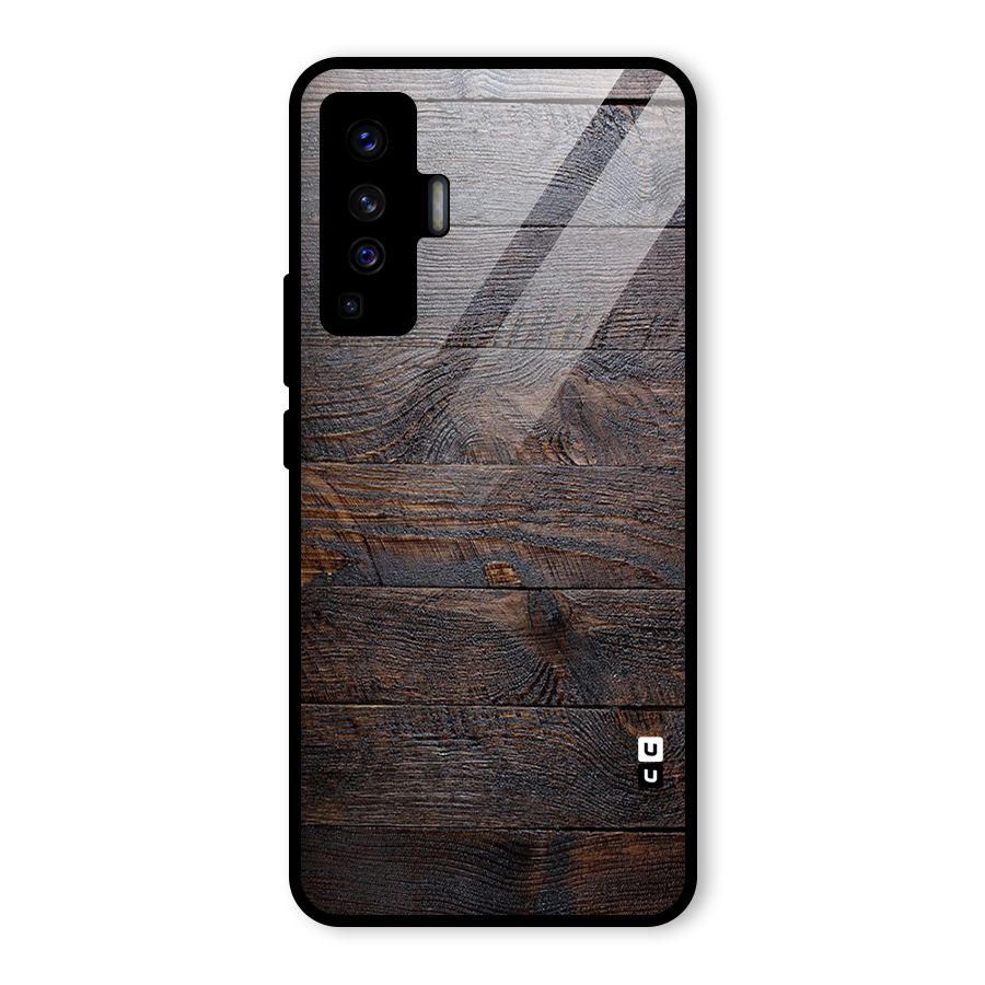 Dark Wood Printed Glass Back Case for Vivo X50