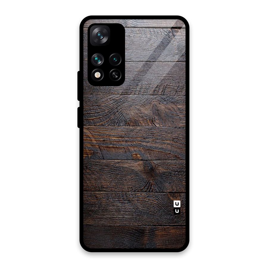 Dark Wood Printed Glass Back Case for Xiaomi 11i HyperCharge 5G