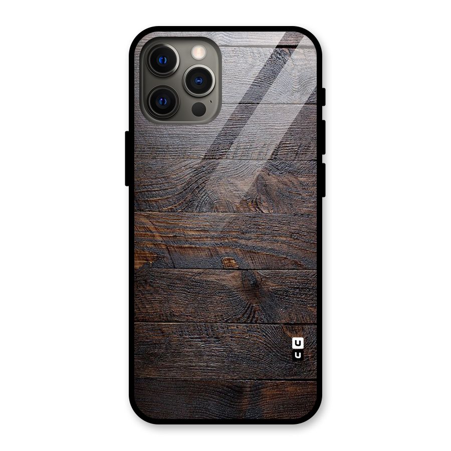 Dark Wood Printed Glass Back Case for iPhone 12 Pro Max