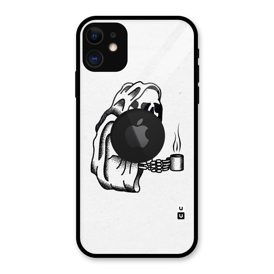 Dead But Coffee Glass Back Case for iPhone 11 Logo Cut
