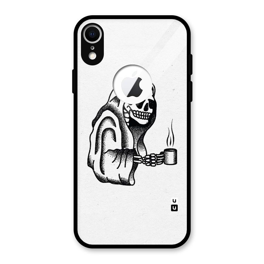 Dead But Coffee Glass Back Case for iPhone XR Logo Cut