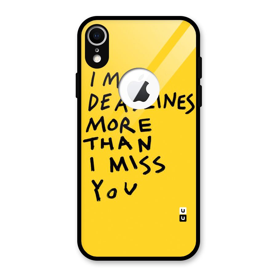Deadlines Glass Back Case for iPhone XR Logo Cut