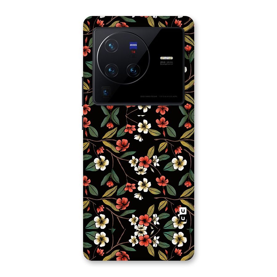 Decorative Florals Pattern Back Case for Vivo X80 Pro