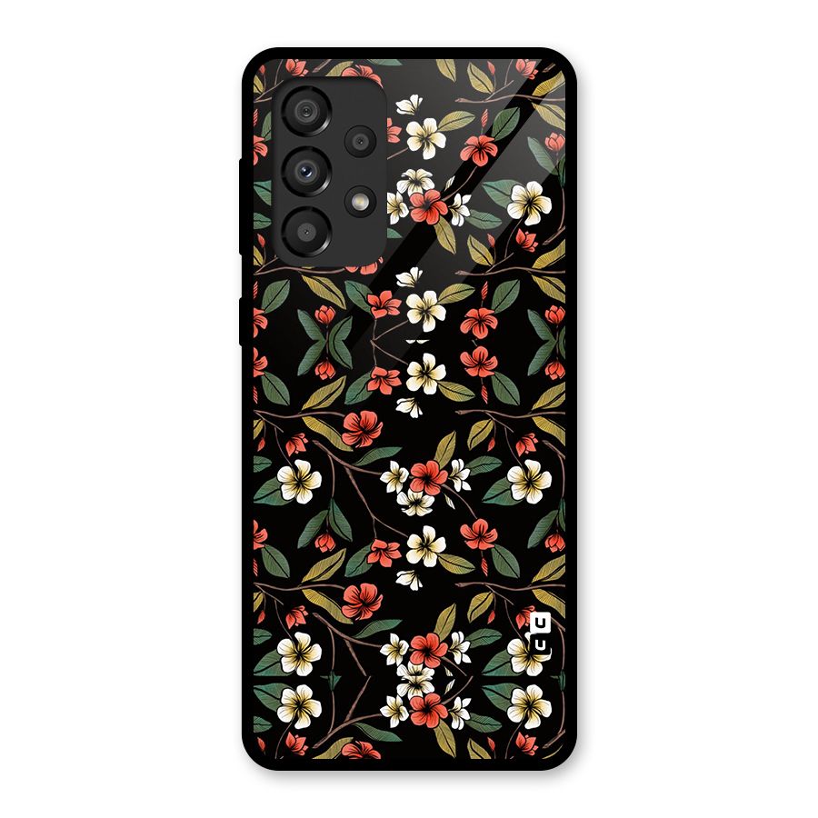 Decorative Florals Pattern Glass Back Case for Galaxy A33 5G