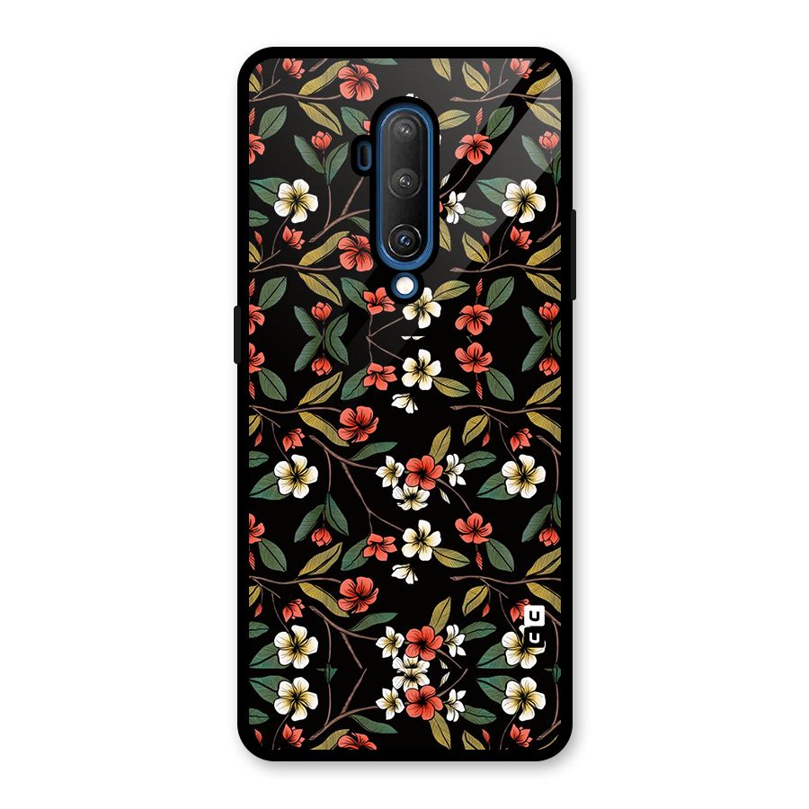 Decorative Florals Pattern Glass Back Case for OnePlus 7T Pro