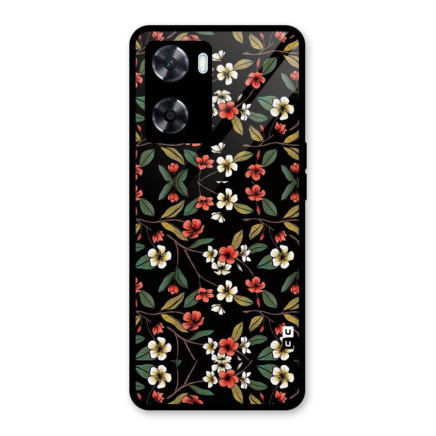 Decorative Florals Pattern Glass Back Case for Oppo A77