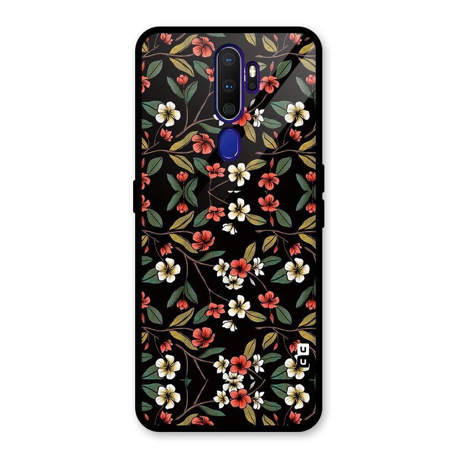 Decorative Florals Pattern Glass Back Case for Oppo A9 (2020)