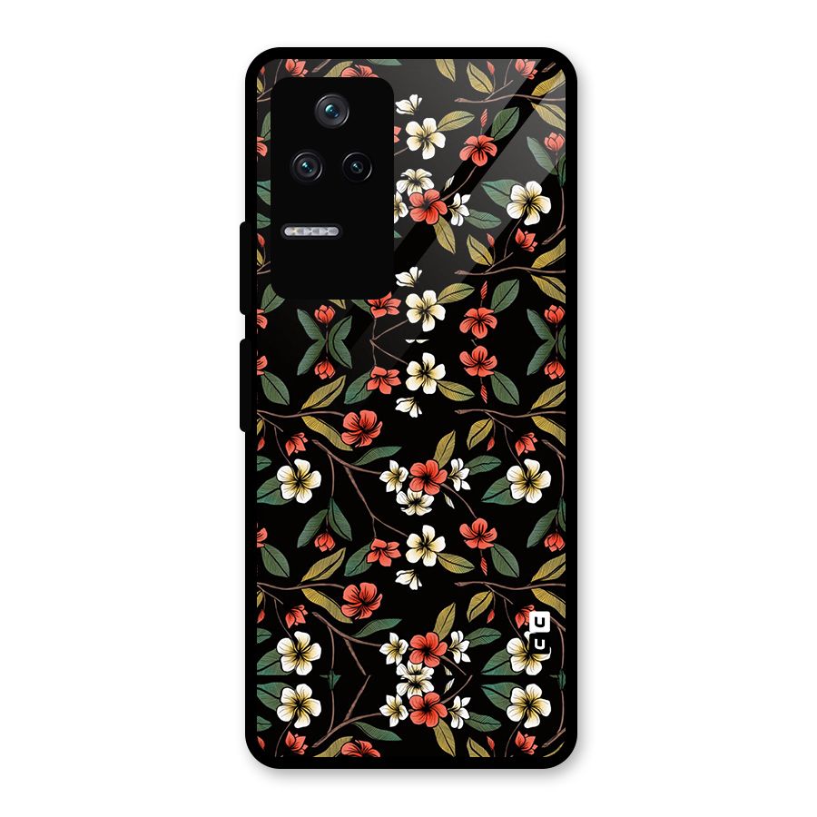 Decorative Florals Pattern Glass Back Case for Poco F4 5G