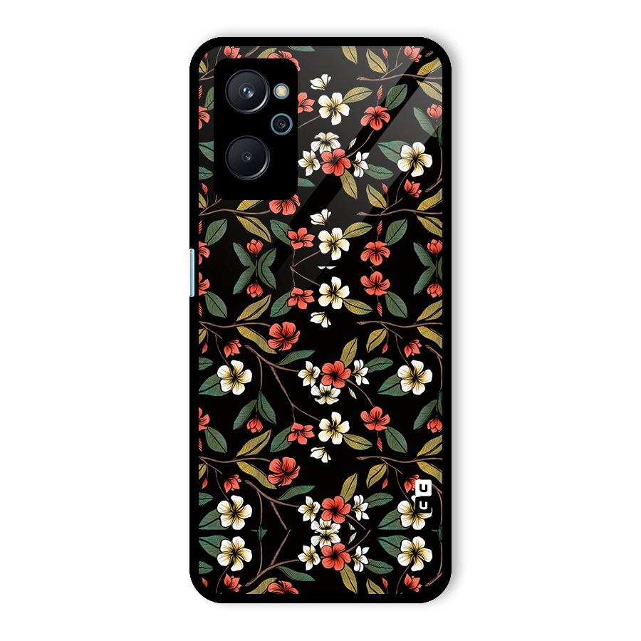 Decorative Florals Pattern Glass Back Case for Realme 9i