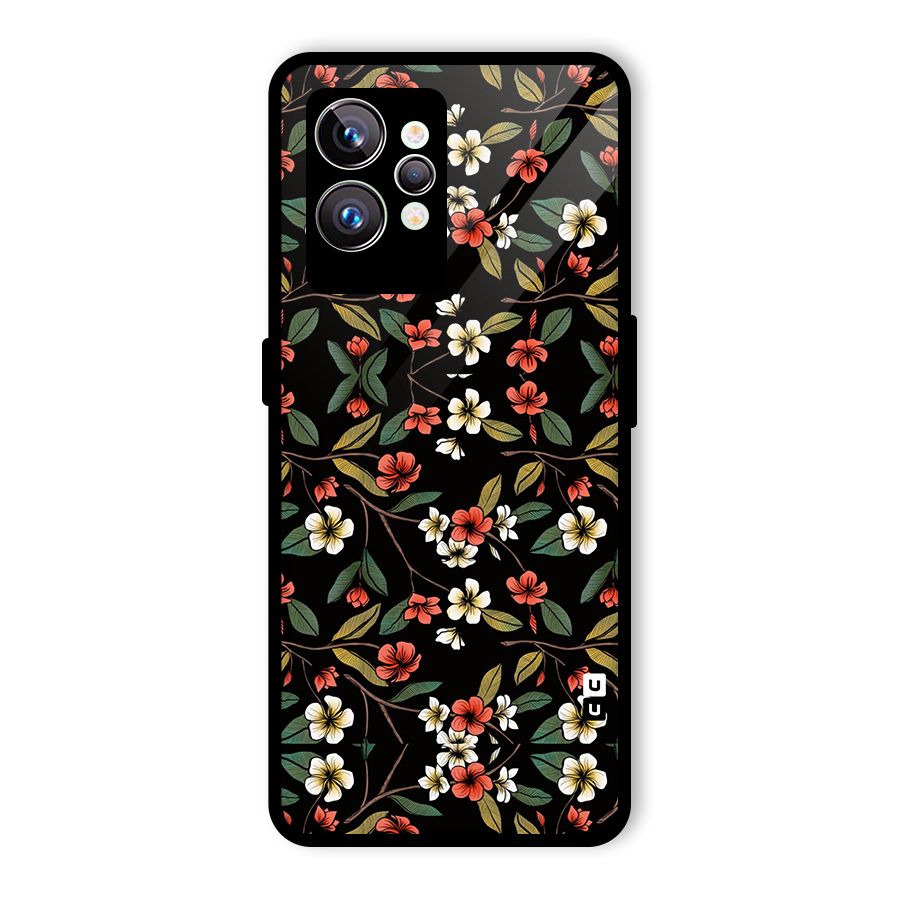 Decorative Florals Pattern Glass Back Case for Realme GT2 Pro