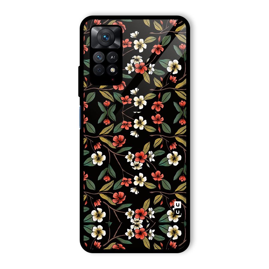 Decorative Florals Pattern Glass Back Case for Redmi Note 11 Pro Plus 5G