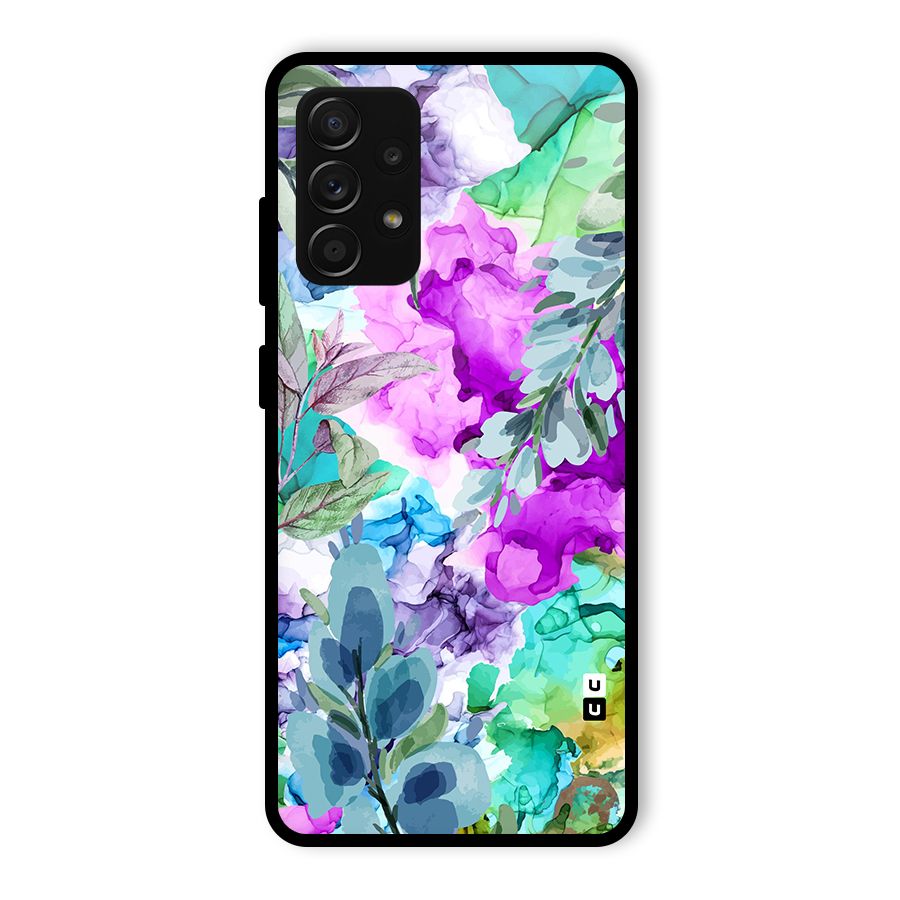Decorative Florals Printed Glass Back Case for Galaxy A53 5G