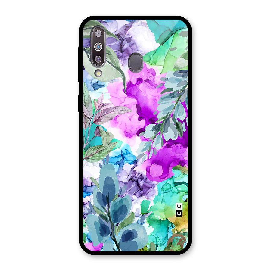 Decorative Florals Printed Glass Back Case for Galaxy M30