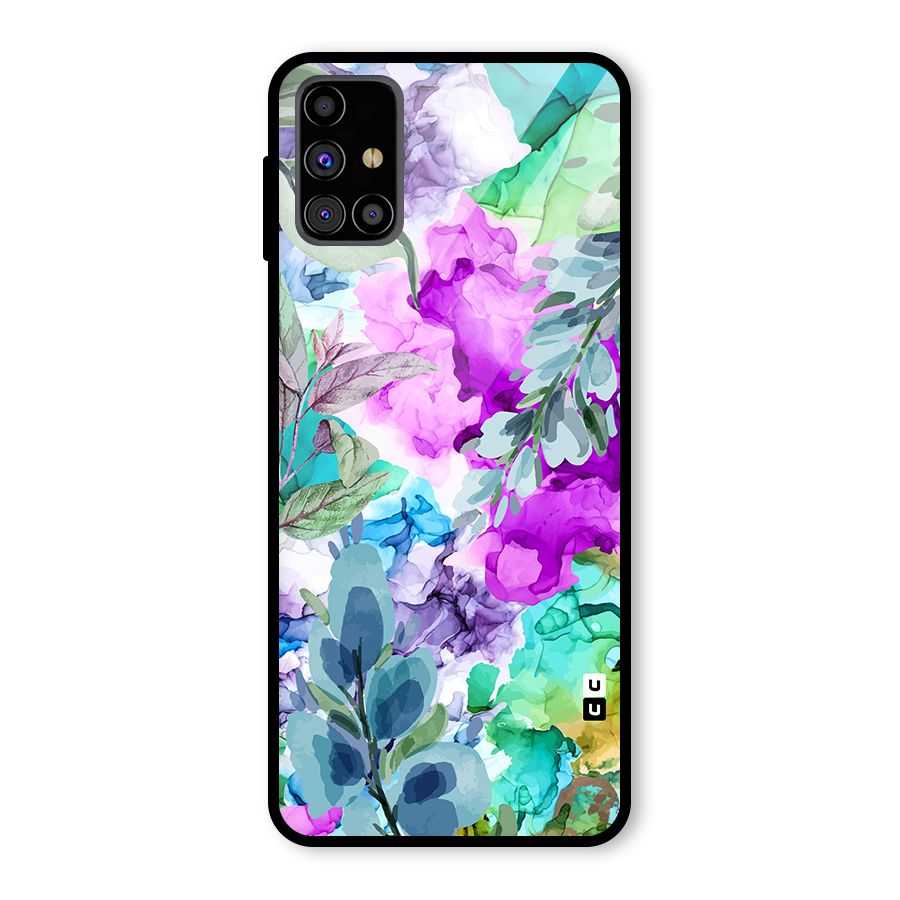 Decorative Florals Printed Glass Back Case for Galaxy M31s
