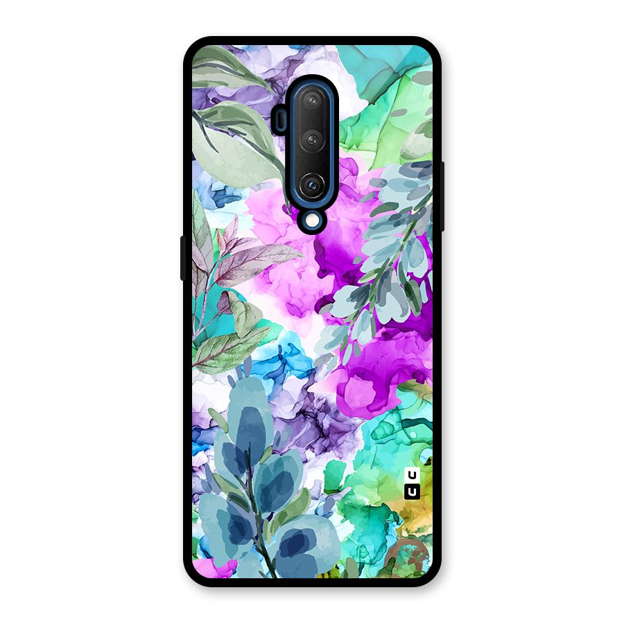 Decorative Florals Printed Glass Back Case for OnePlus 7T Pro
