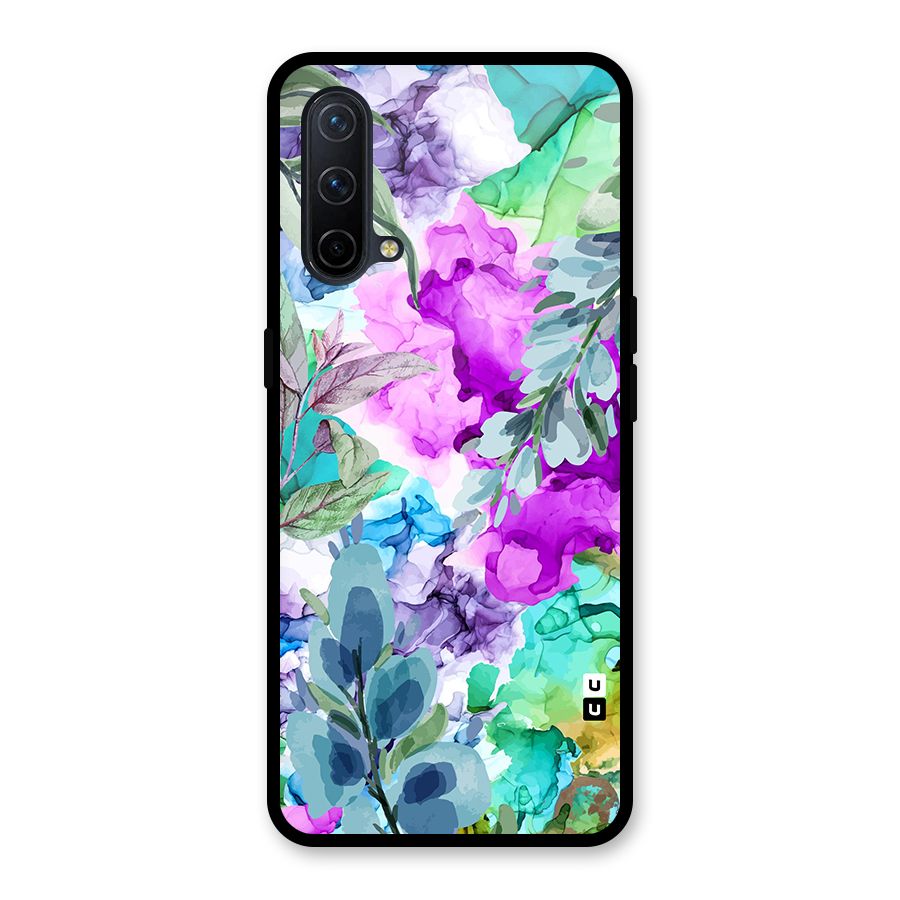 Decorative Florals Printed Glass Back Case for OnePlus Nord CE 5G