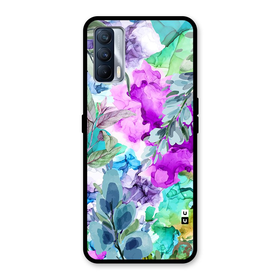 Decorative Florals Printed Glass Back Case for Realme X7