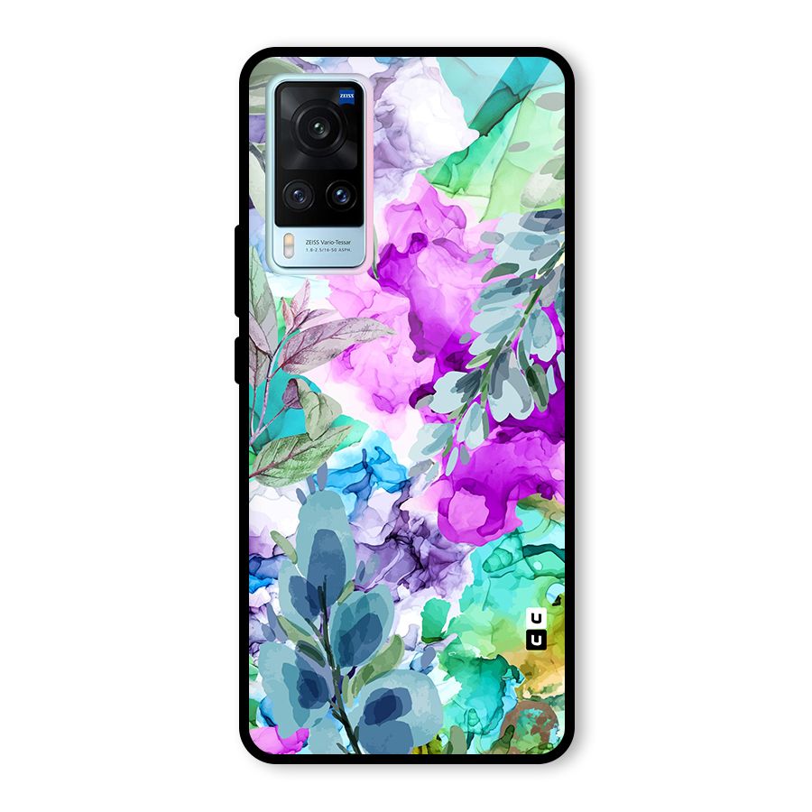 Decorative Florals Printed Glass Back Case for Vivo X60