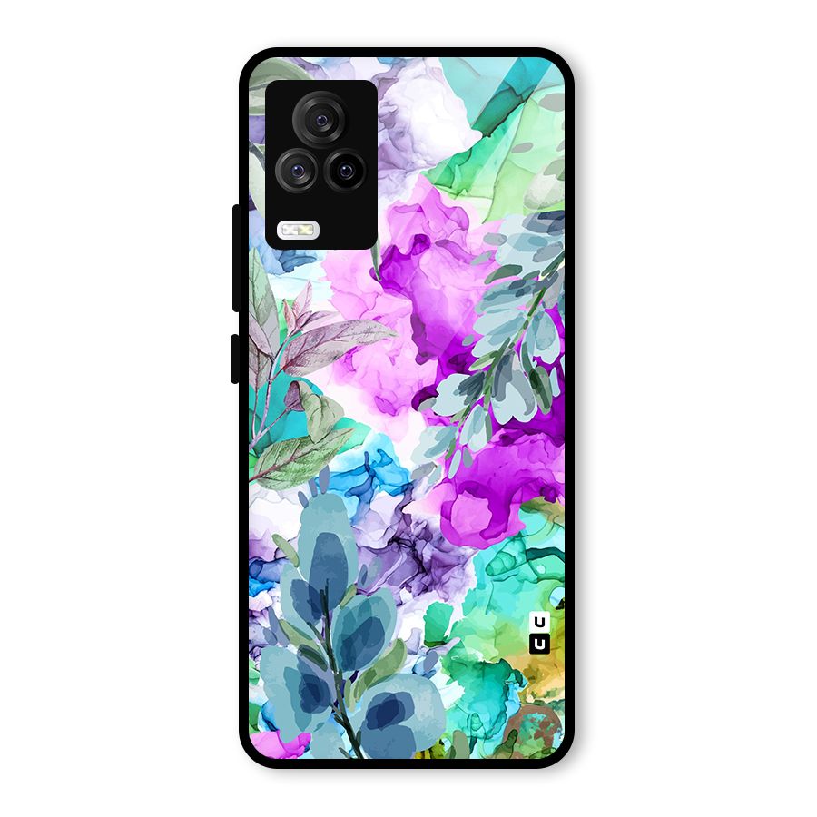 Decorative Florals Printed Glass Back Case for Vivo iQOO 7 Legend 5G