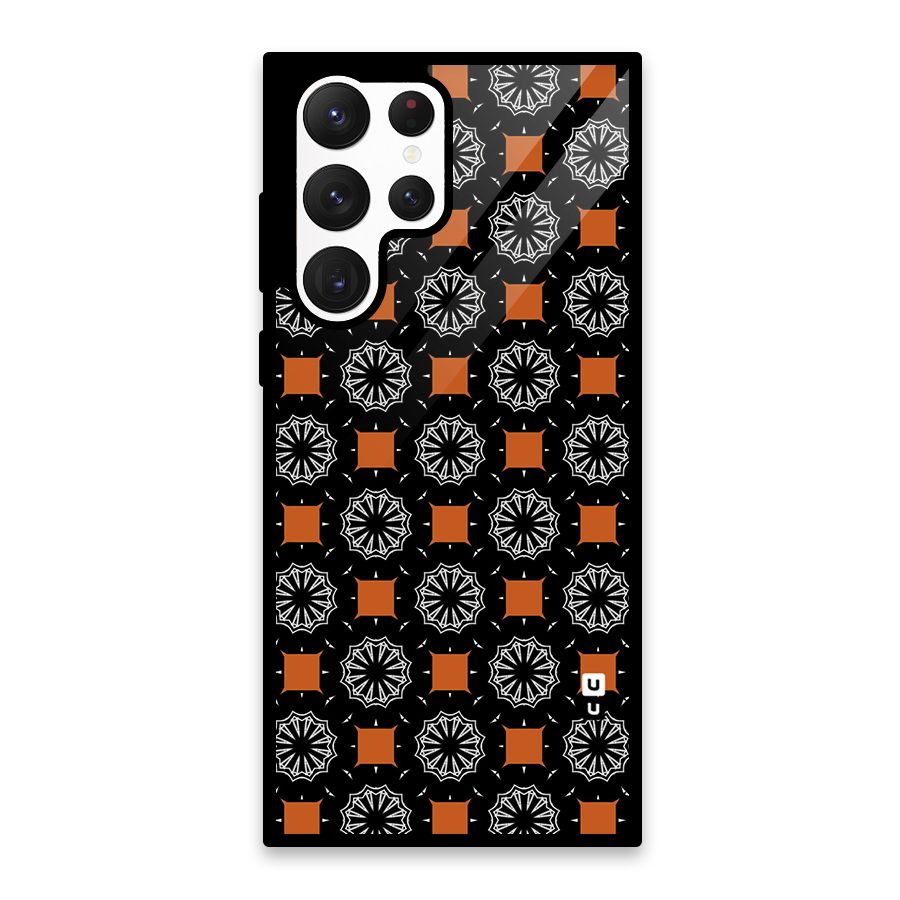 Decorative Wrapping Pattern Glass Back Case for Galaxy S22 Ultra 5G