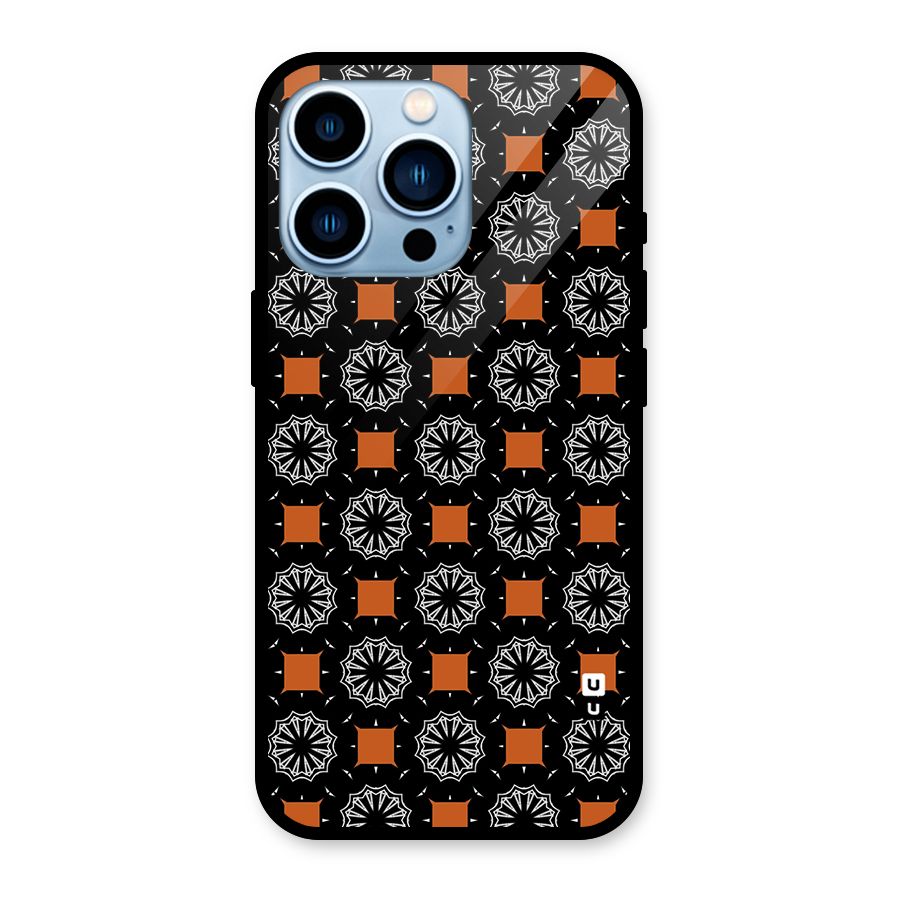 Decorative Wrapping Pattern Glass Back Case for iPhone 13 Pro