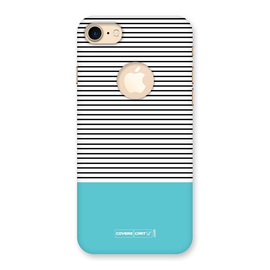 Deep Sky Blue Stripes Back Case for iPhone 7 Logo Cut