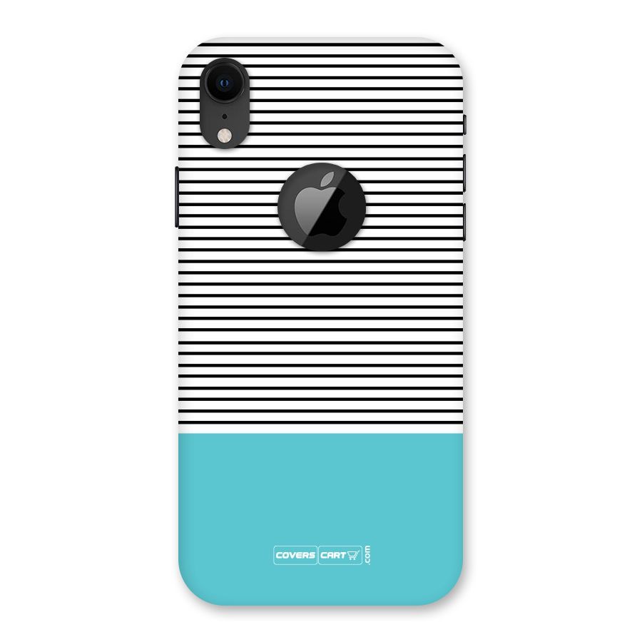Deep Sky Blue Stripes Back Case for iPhone XR Logo Cut