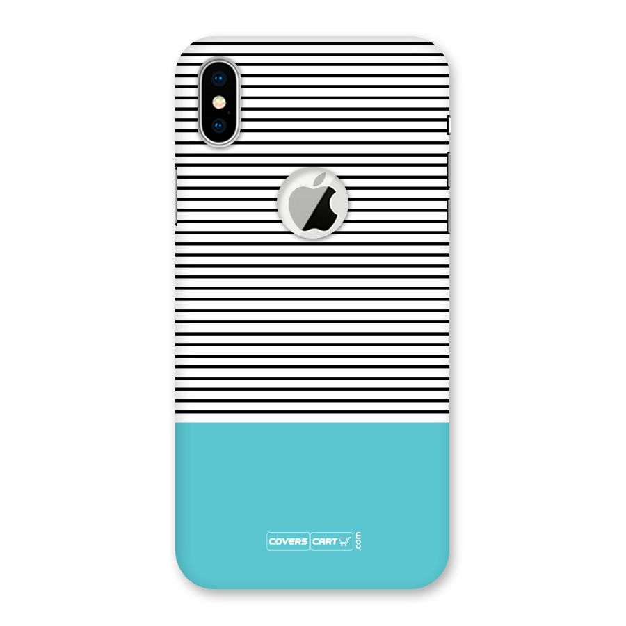 Deep Sky Blue Stripes Back Case for iPhone XS Logo Cut