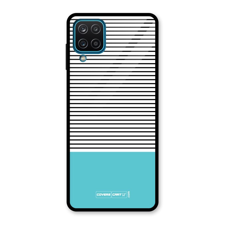 Deep Sky Blue Stripes Glass Back Case for Galaxy A12